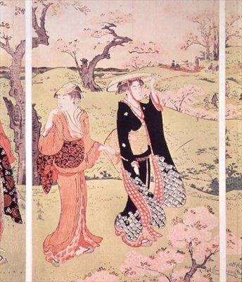 Kirschblüten bei Asakayama in der Nähe von Edo, ca. 1787-88 von Torii Kiyonaga